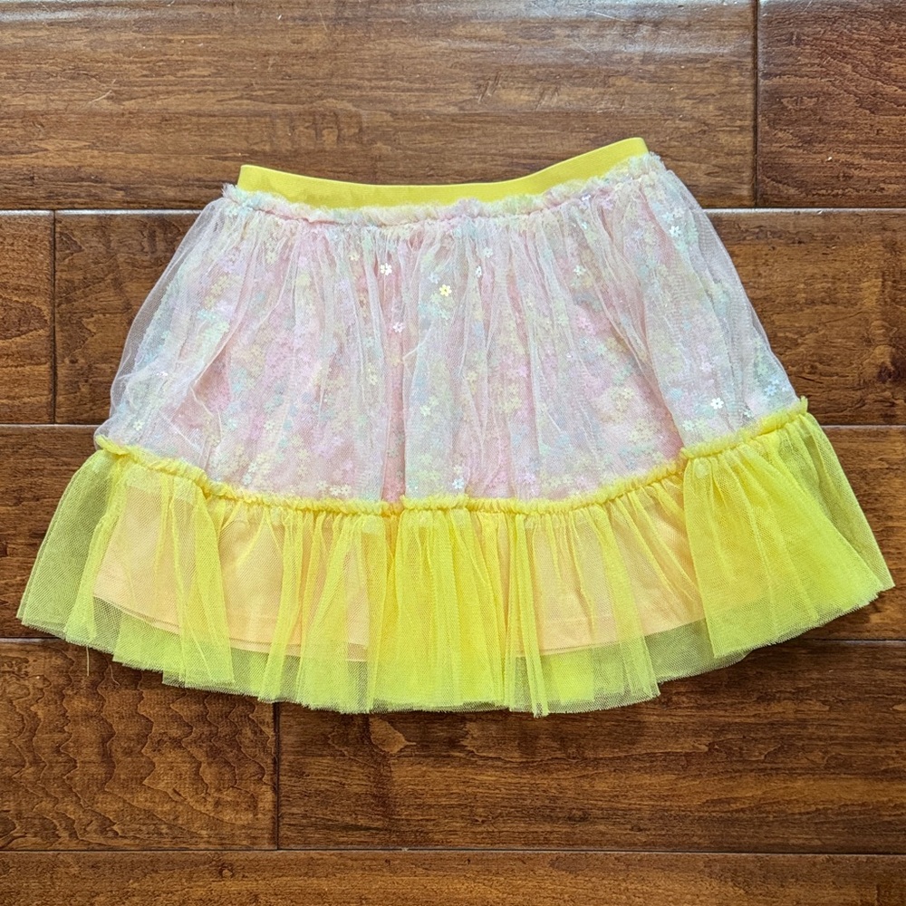 Truly Me Sparkling Yellow and Pink Tulle Skirt